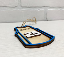 Load image into Gallery viewer, Custom Basketball Jersey | Ornament | Personalized Ornament | Wooden Ornament | Sports Ornament