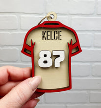 Load image into Gallery viewer, Kelce Chiefs Jersey | Ornament | Wooden Ornament | Sports Ornament