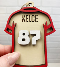 Load image into Gallery viewer, Kelce Chiefs Jersey | Ornament | Wooden Ornament | Sports Ornament