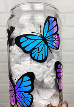 Load image into Gallery viewer, Butterflies | Beer Can Glass | Libbey Glass | Iced Coffee | 16oz