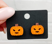 Load image into Gallery viewer, Jack O&#39; Lantern Stud Earrings | Halloween Earrings
