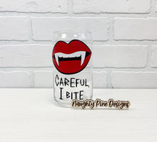 Load image into Gallery viewer, Careful, I Bite | Beer Can Glass | Libbey Glass | Iced Coffee | 16oz
