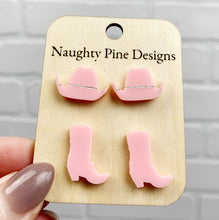 Load image into Gallery viewer, Pink Cowgirl | Stud Earrings | Trendy Earrings
