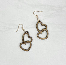 Load image into Gallery viewer, Double Hearts Dangle Earrings | Valentines | Trendy Earrings
