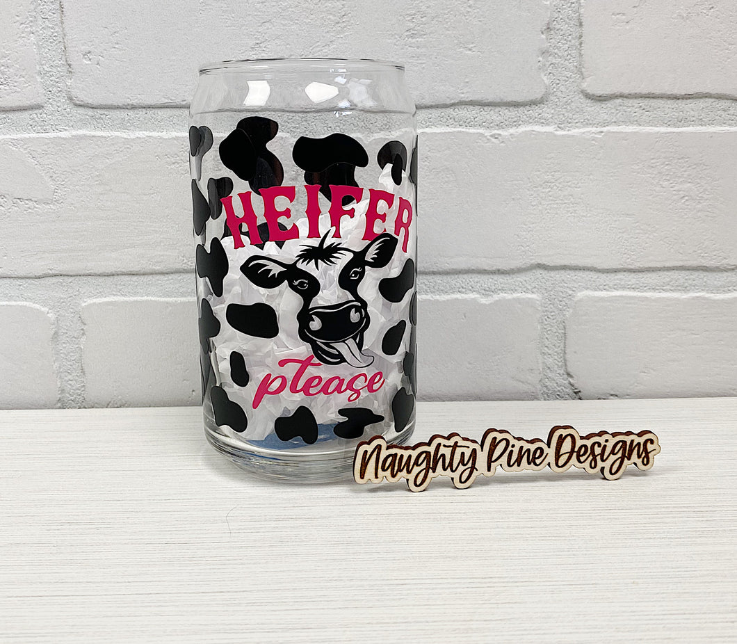 Heifer Please | Beer Can Glass | Libbey Glass | Iced Coffee | 16oz