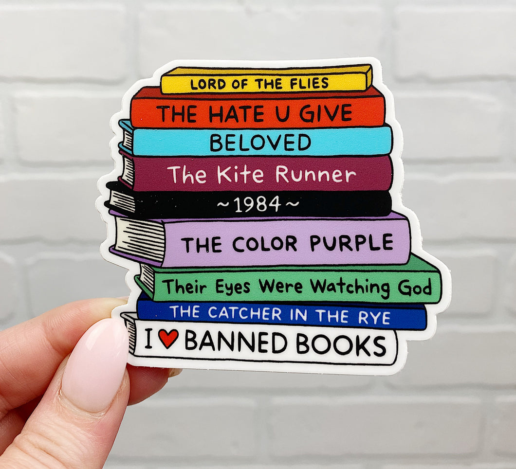 I Love Banned Books | Sticker | Vinyl Decal | Die Cut Sticker