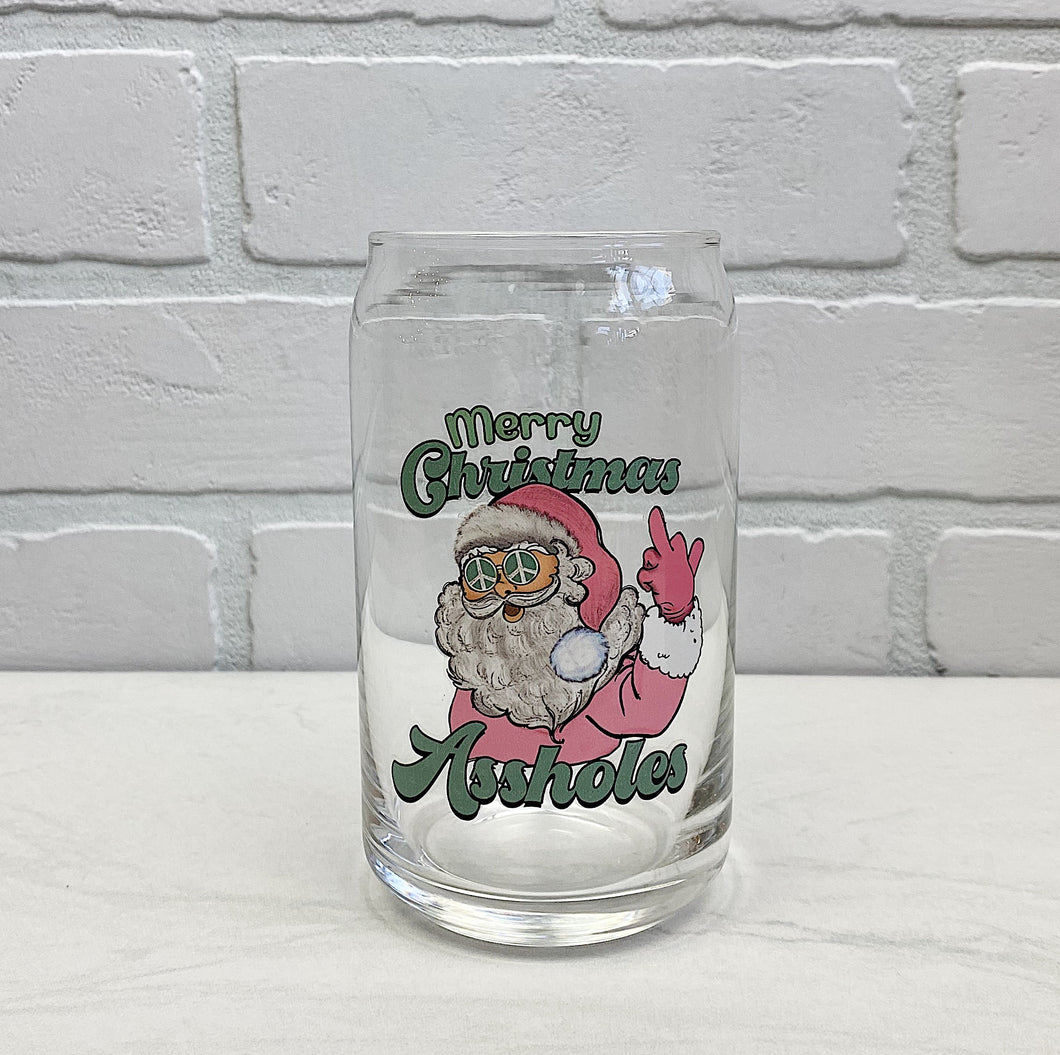 Merry Christmas Assholes | Beer Can Glass | Libbey Glass | Iced Coffee | 16oz