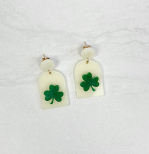 Load image into Gallery viewer, St. Patrick&#39;s Shamrocks | Drop Earrings | Trendy Earrings | St. Patrick&#39;s Day
