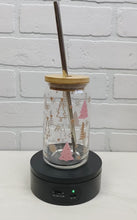 Load and play video in Gallery viewer, Pink &amp; Gold Trees | Beer Can Glass | Libbey Glass | Iced Coffee | 16oz
