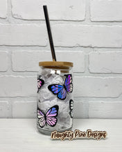 Load image into Gallery viewer, Butterflies | Beer Can Glass | Libbey Glass | Iced Coffee | 16oz

