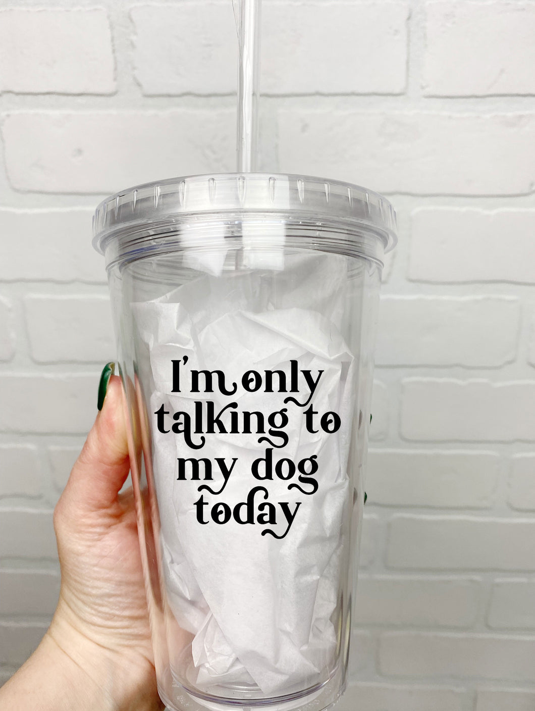 I'm Only Talking To My Dog Today | Tumbler | Clear Tumbler | 18oz